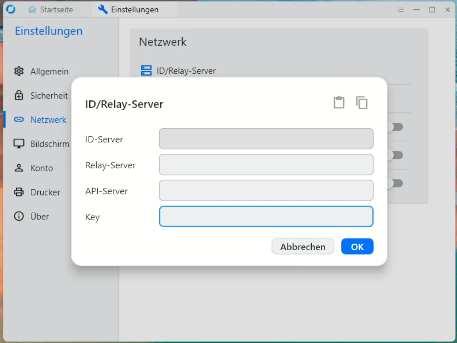 ID/Relay-Server Dialog